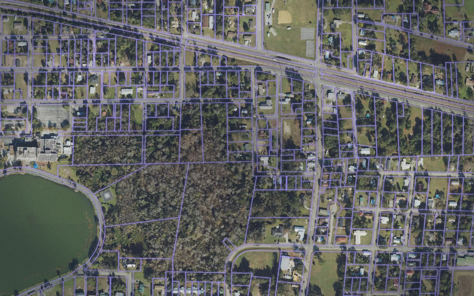 Parcel boundaries over aerial imagery of Columbia County, Florida