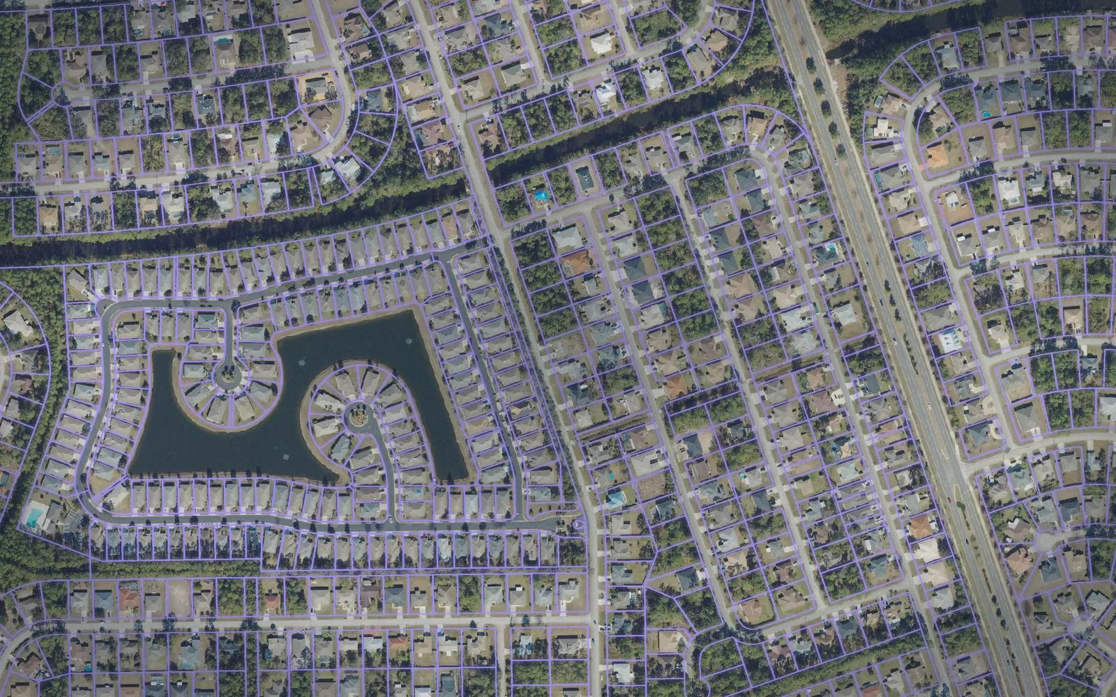 Parcel boundaries over aerial imagery of Flagler County, Florida