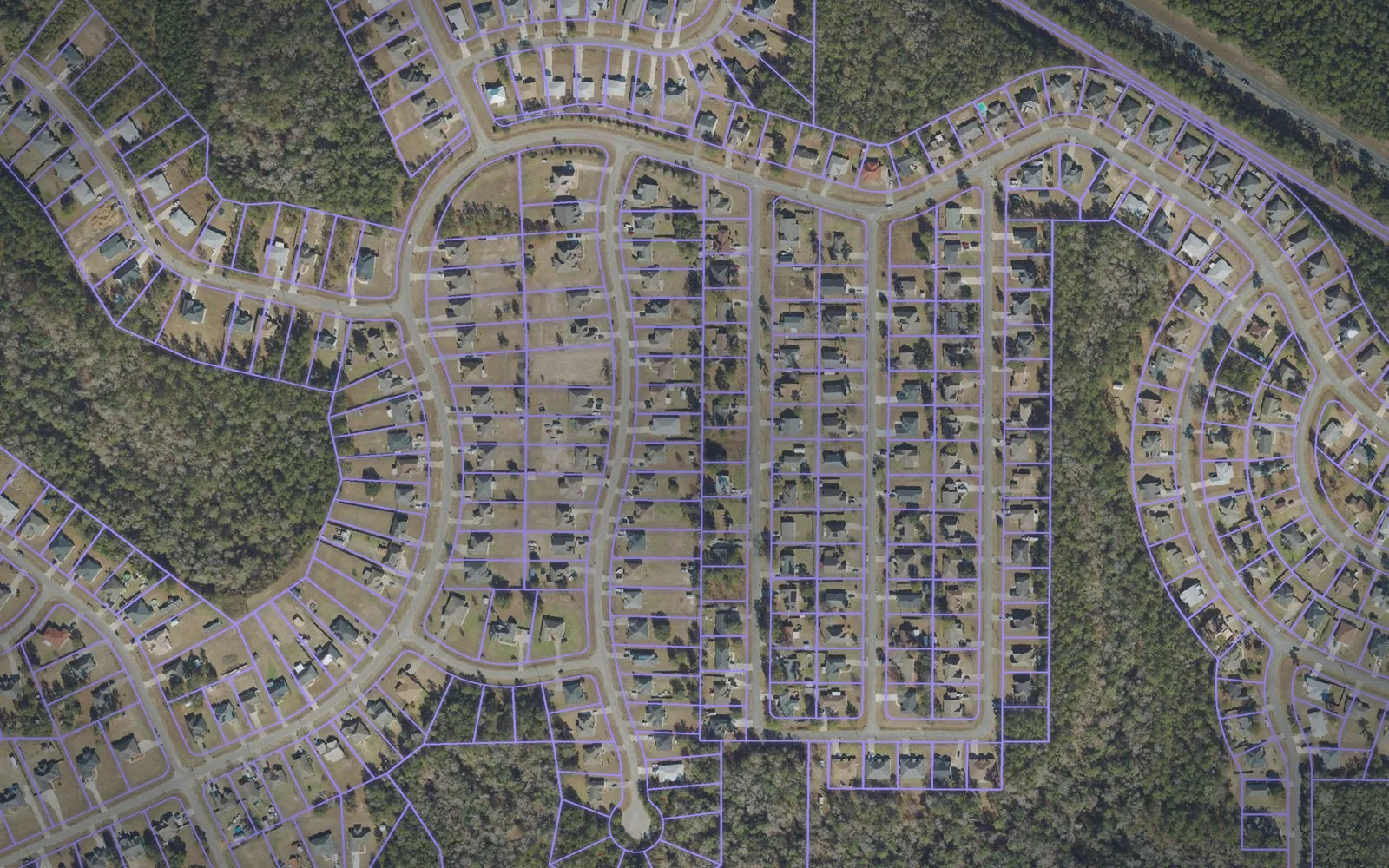 Parcel boundaries over aerial imagery of Gadsden County, Florida