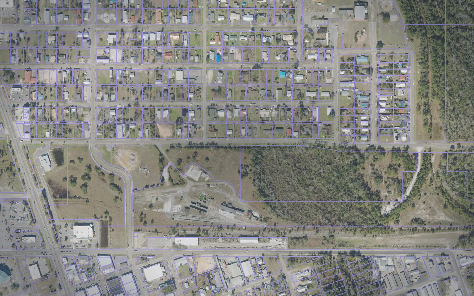 Parcel boundaries over aerial imagery of Gulf County, Florida