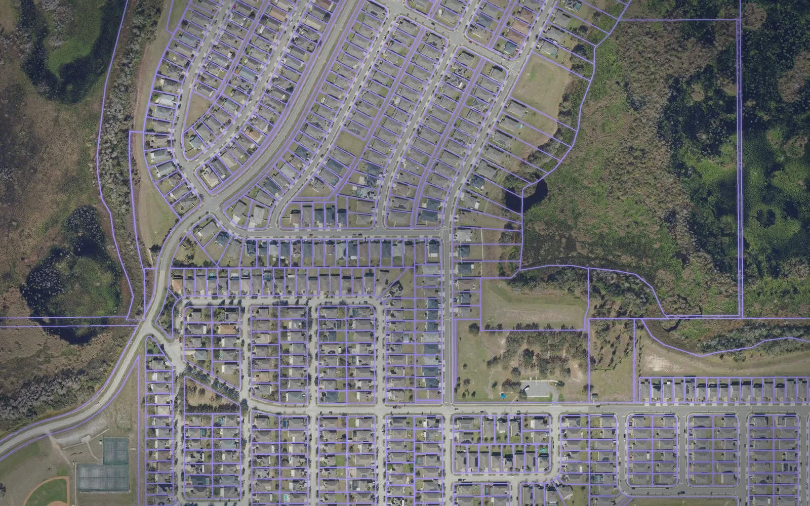 Parcel boundaries over aerial imagery of Lake County, Florida