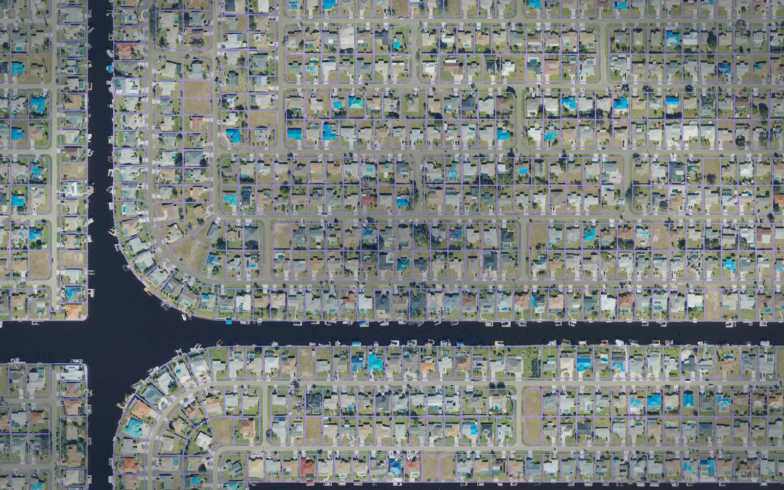 Parcel boundaries over aerial imagery of Lee County, Florida