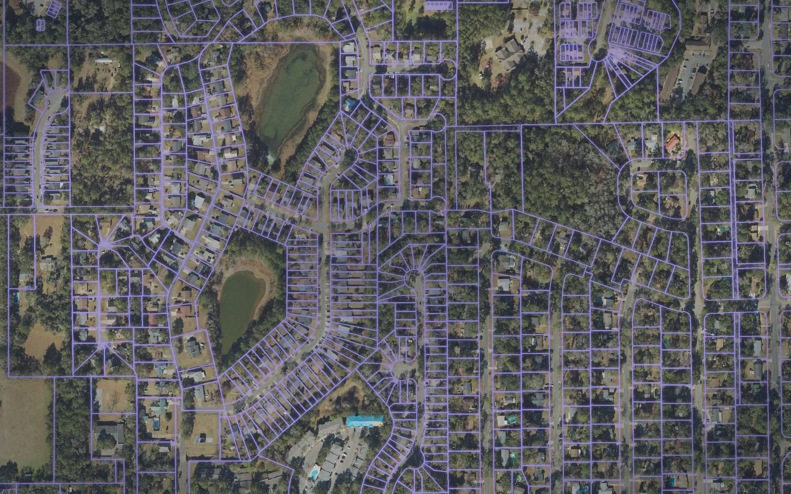 Parcel boundaries over aerial imagery of Leon County, Florida