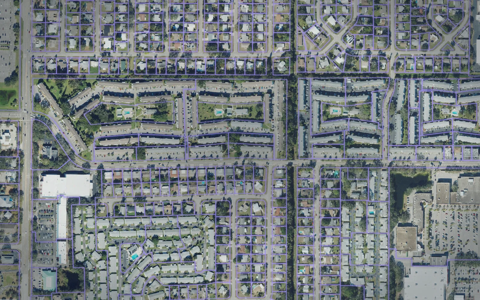 Parcel boundaries over aerial imagery of Manatee County, Florida