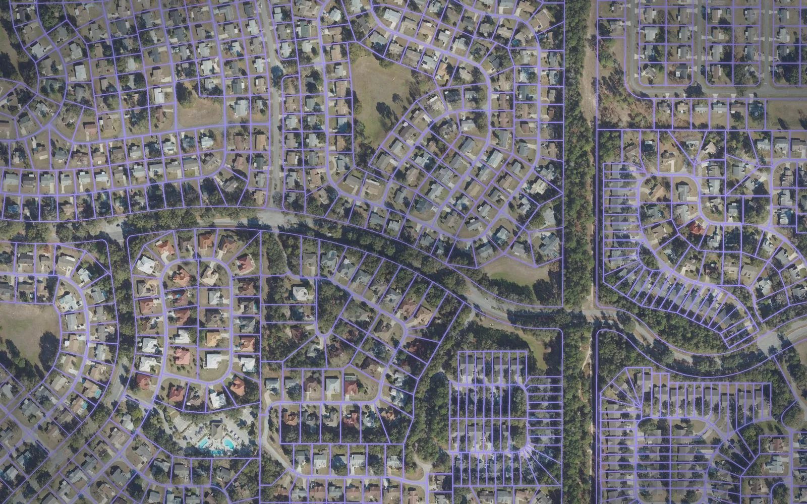 Parcel boundaries over aerial imagery of Marion County, Florida