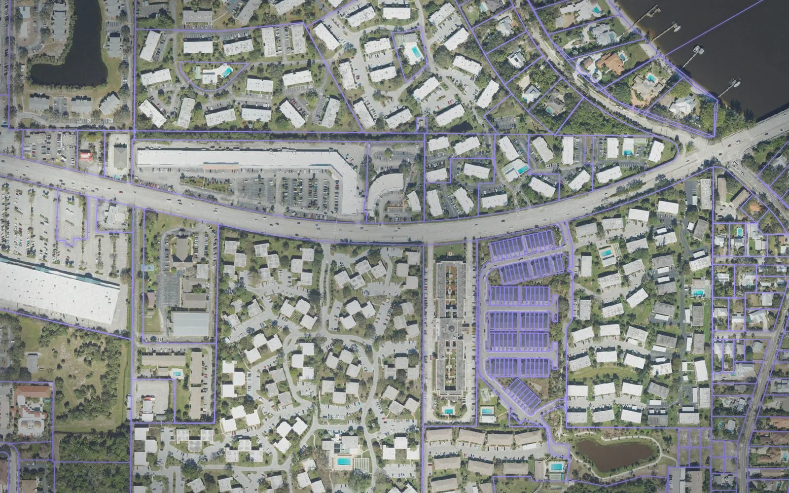 Parcel boundaries over aerial imagery of Martin County, Florida