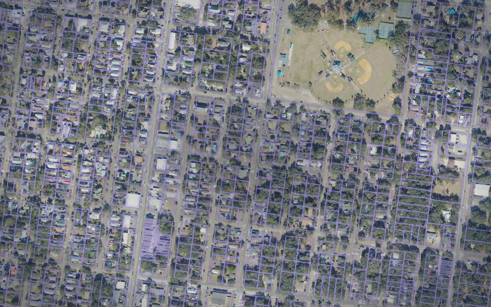 Parcel boundaries over aerial imagery of Nassau County, Florida