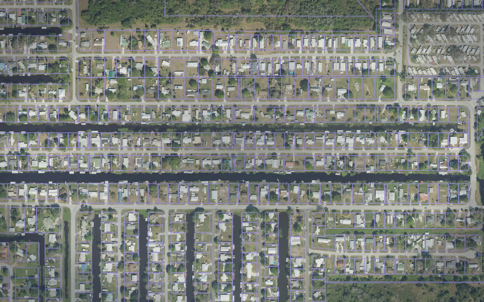 Parcel boundaries over aerial imagery of Okeechobee County, Florida