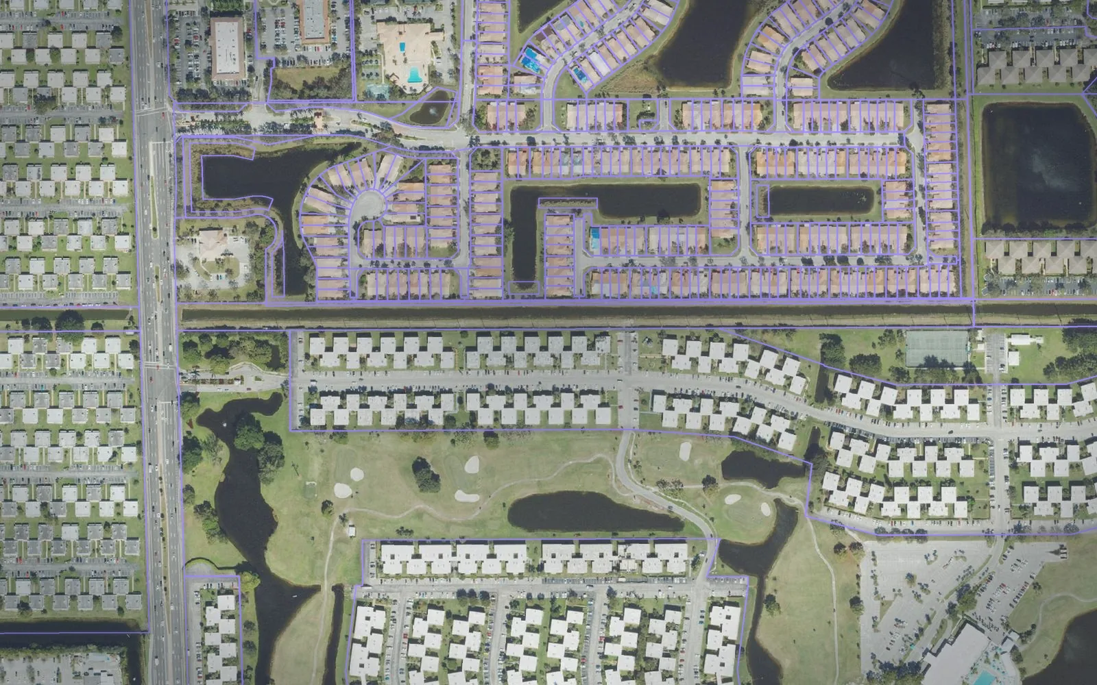 Parcel boundaries over aerial imagery of Palm Beach County, Florida