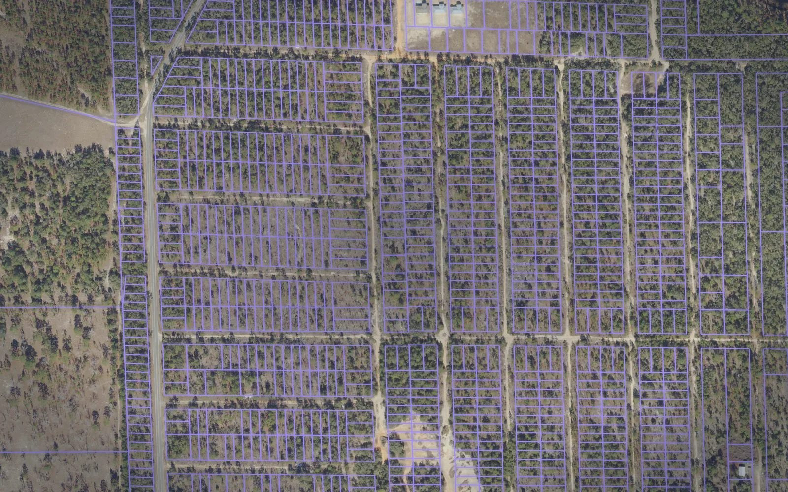 Parcel boundaries over aerial imagery of Putnam County, Florida