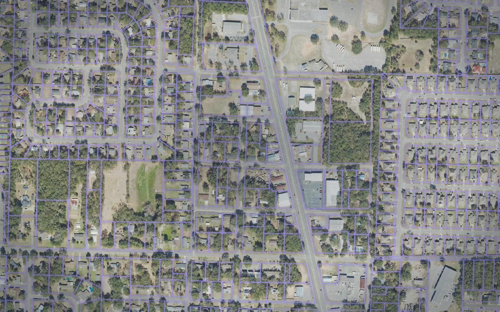 Parcel boundaries over aerial imagery of Santa Rosa County, Florida