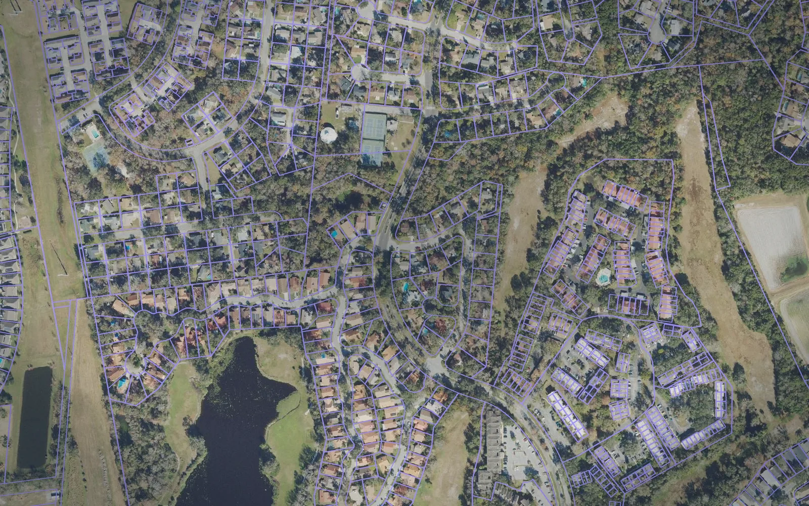 Parcel boundaries over aerial imagery of Seminole County, Florida