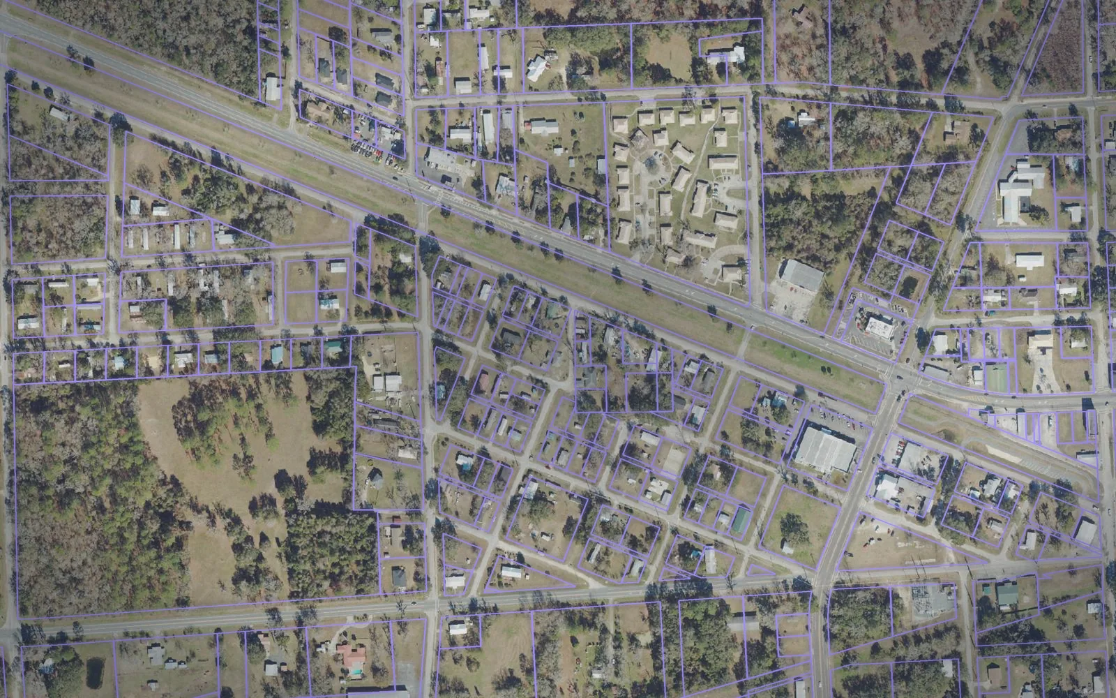 Parcel boundaries over aerial imagery of Union County, Florida