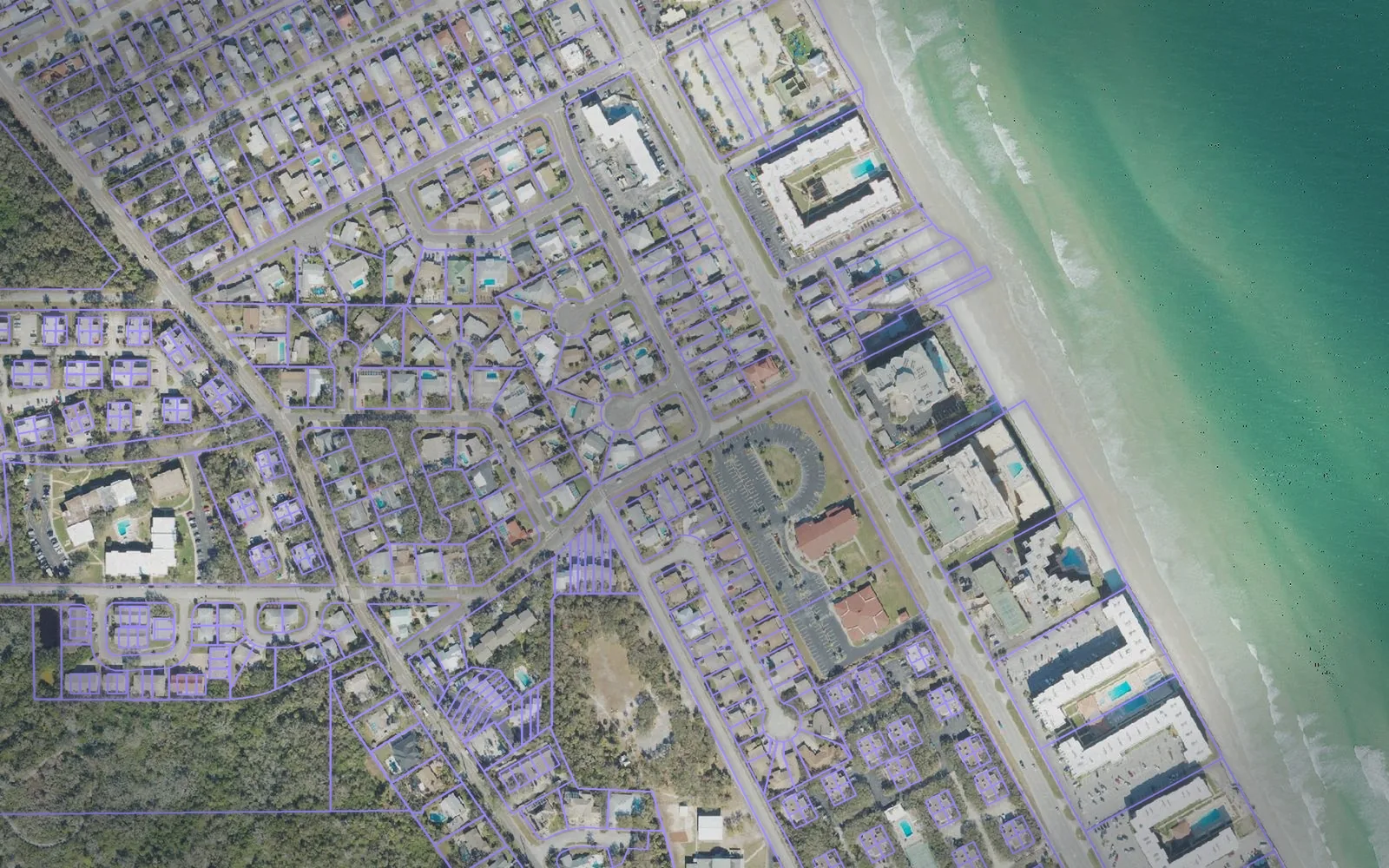 Parcel boundaries over aerial imagery of Volusia County, Florida