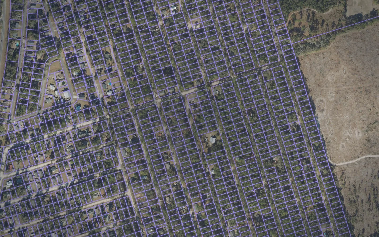 Parcel boundaries over aerial imagery of Wakulla County, Florida