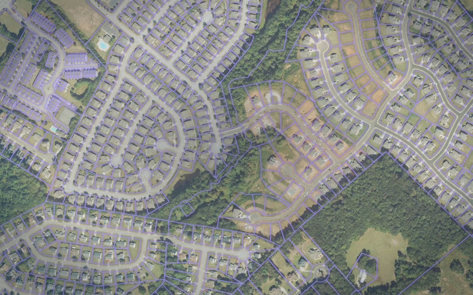 Parcel boundaries over aerial imagery of Barrow County, Georgia