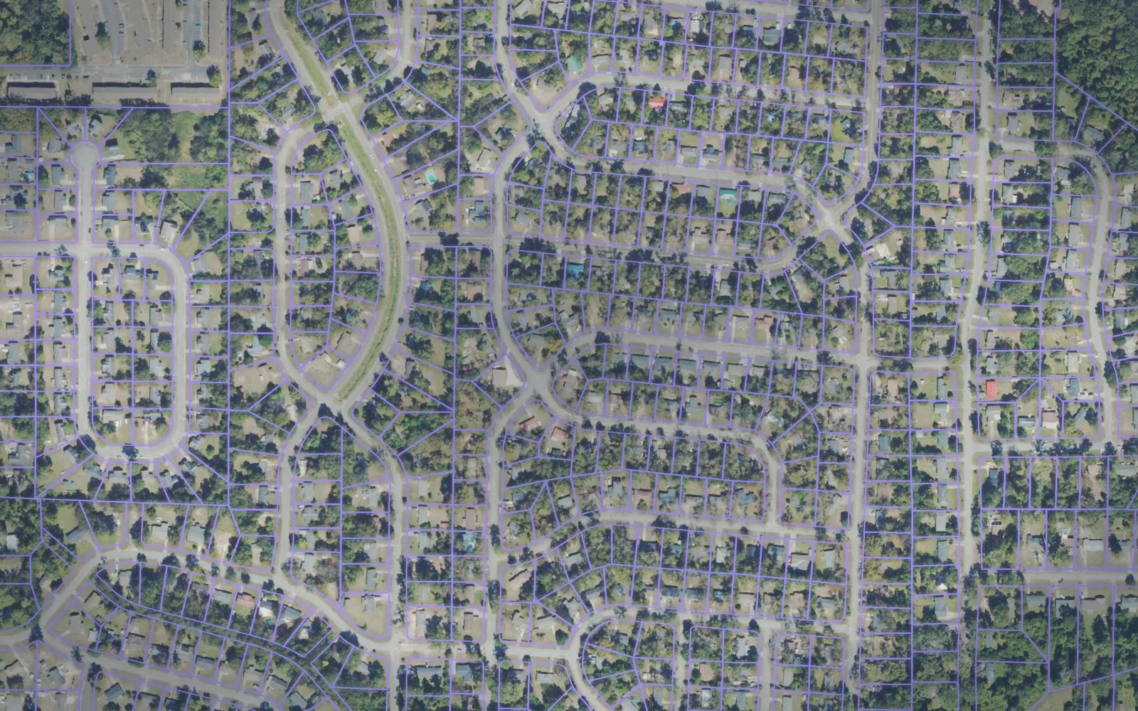Parcel boundaries over aerial imagery of Bibb County, Georgia