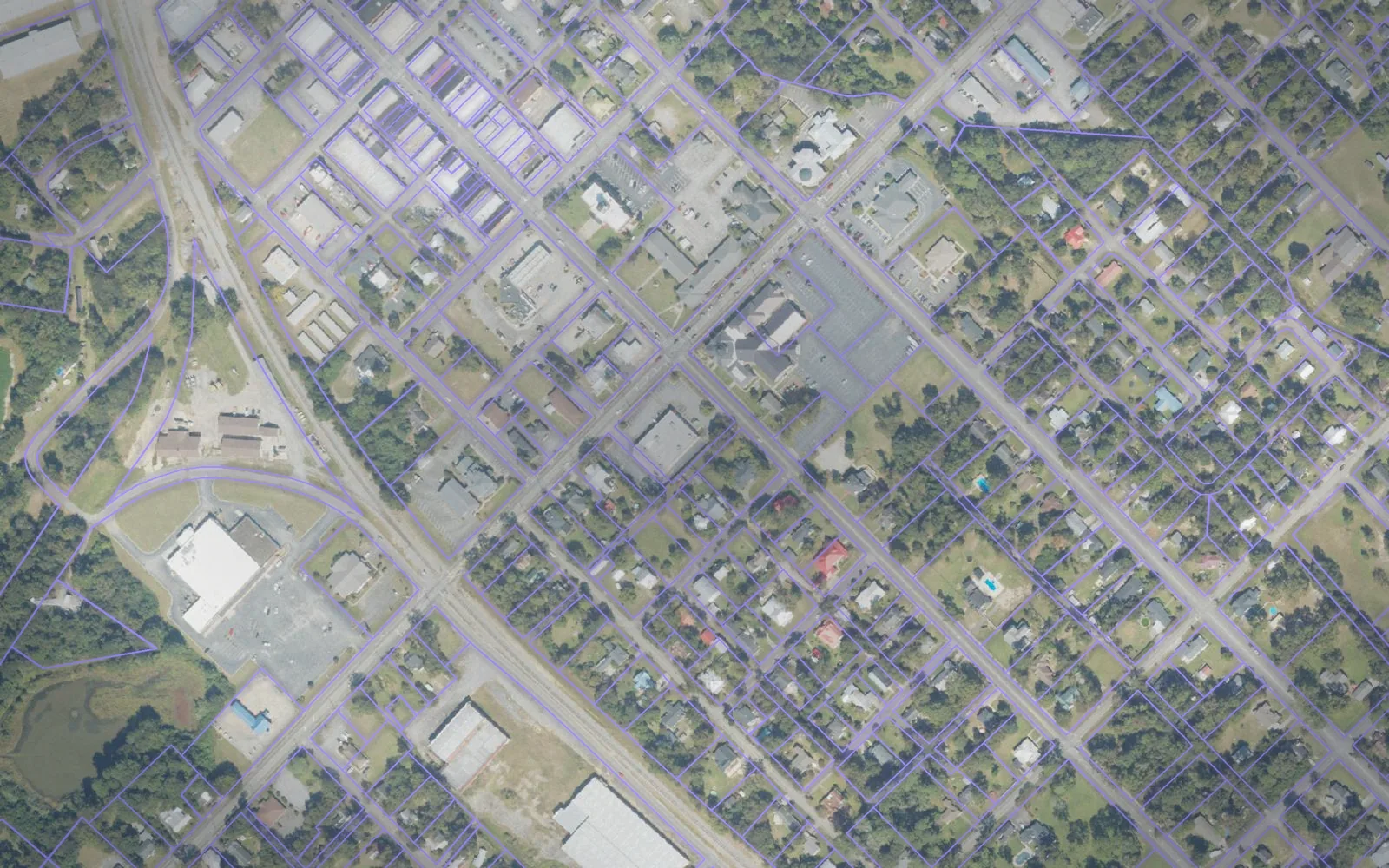 Parcel boundaries over aerial imagery of Bleckley County, Georgia