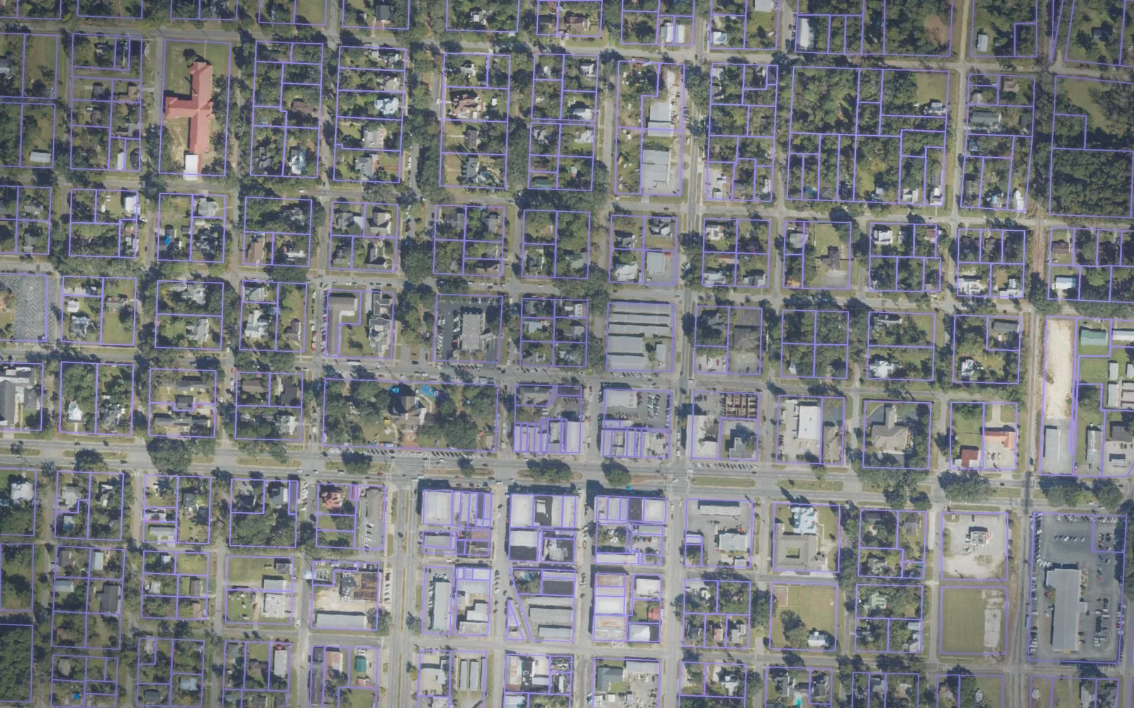 Parcel boundaries over aerial imagery of Brooks County, Georgia