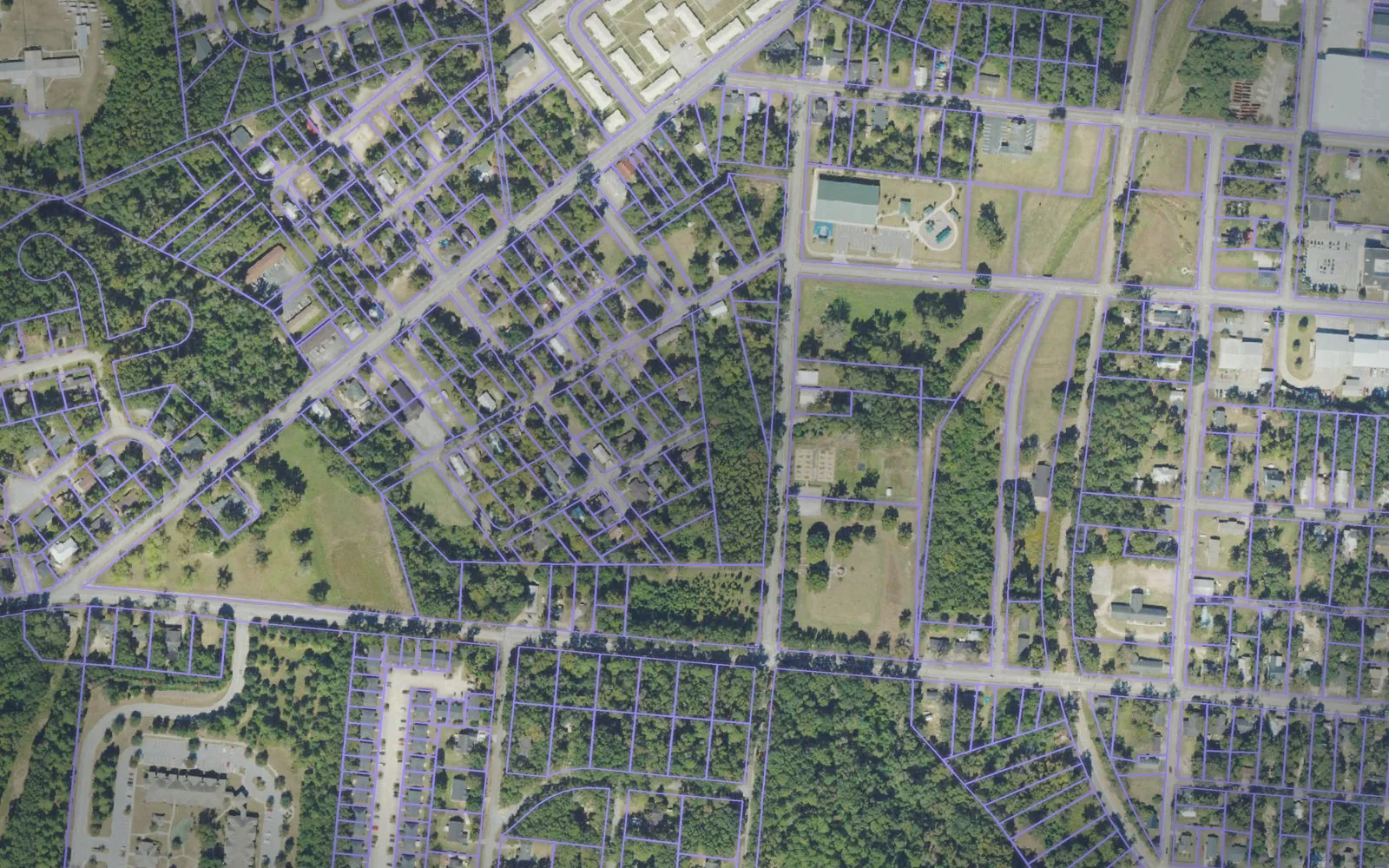Parcel boundaries over aerial imagery of Bulloch County, Georgia