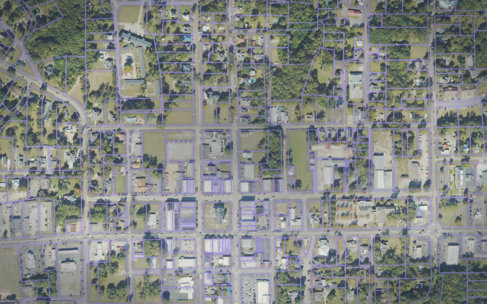Parcel boundaries over aerial imagery of Butts County, Georgia