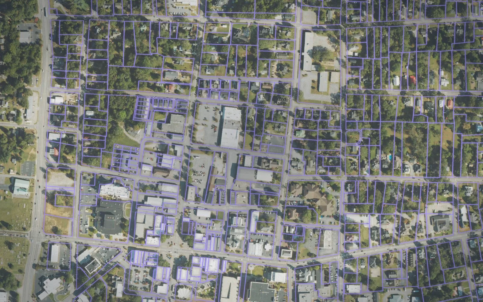 Parcel boundaries over aerial imagery of Carroll County, Georgia