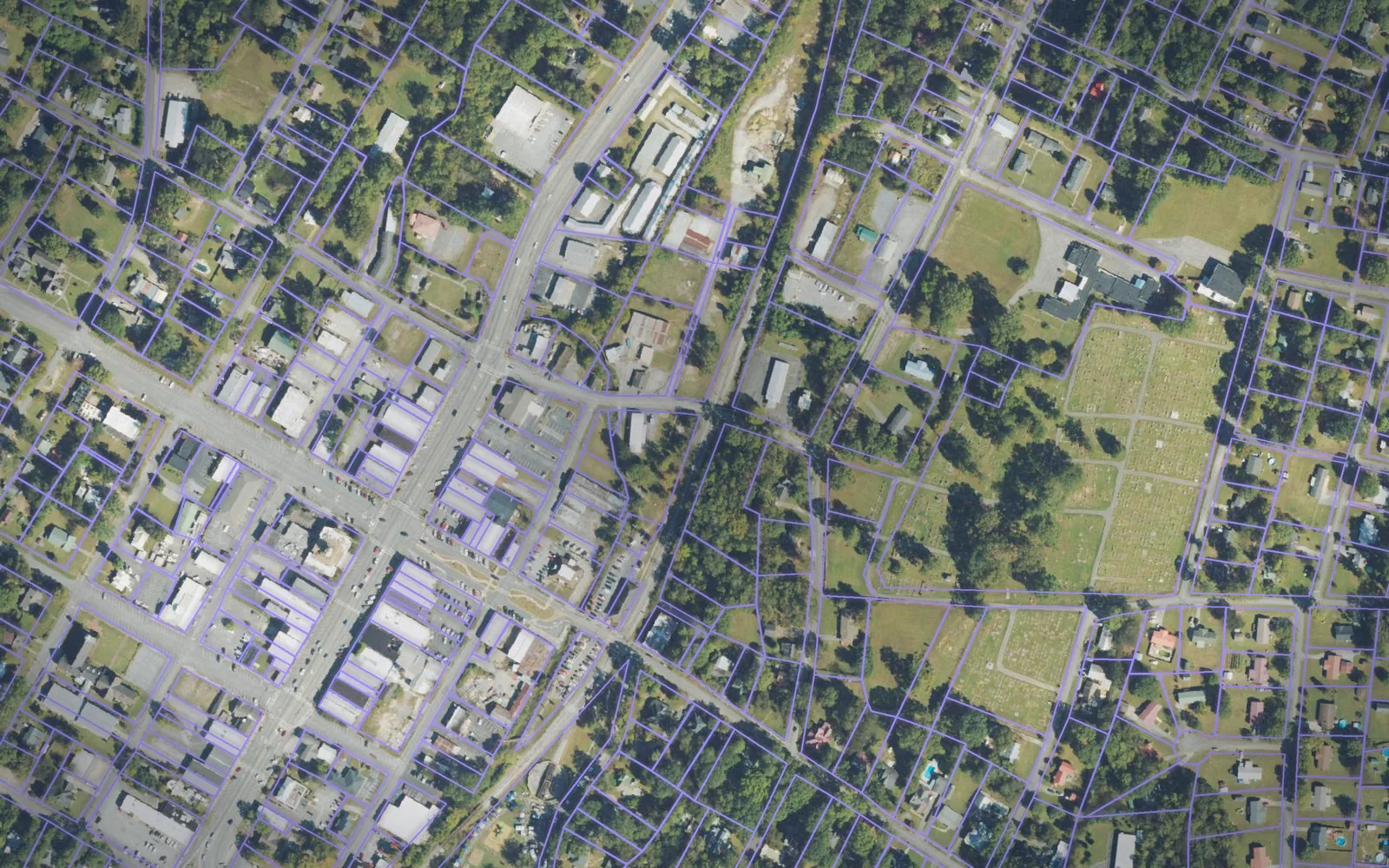 Parcel boundaries over aerial imagery of Chattooga County, Georgia