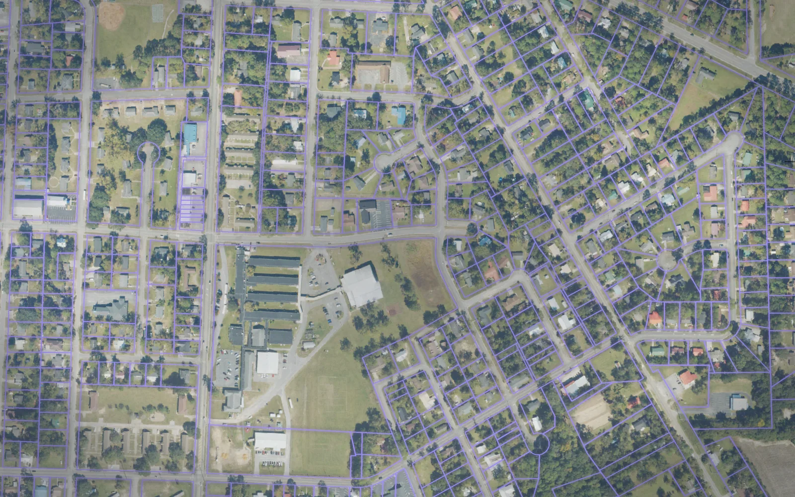 Parcel boundaries over aerial imagery of Coffee County, Georgia