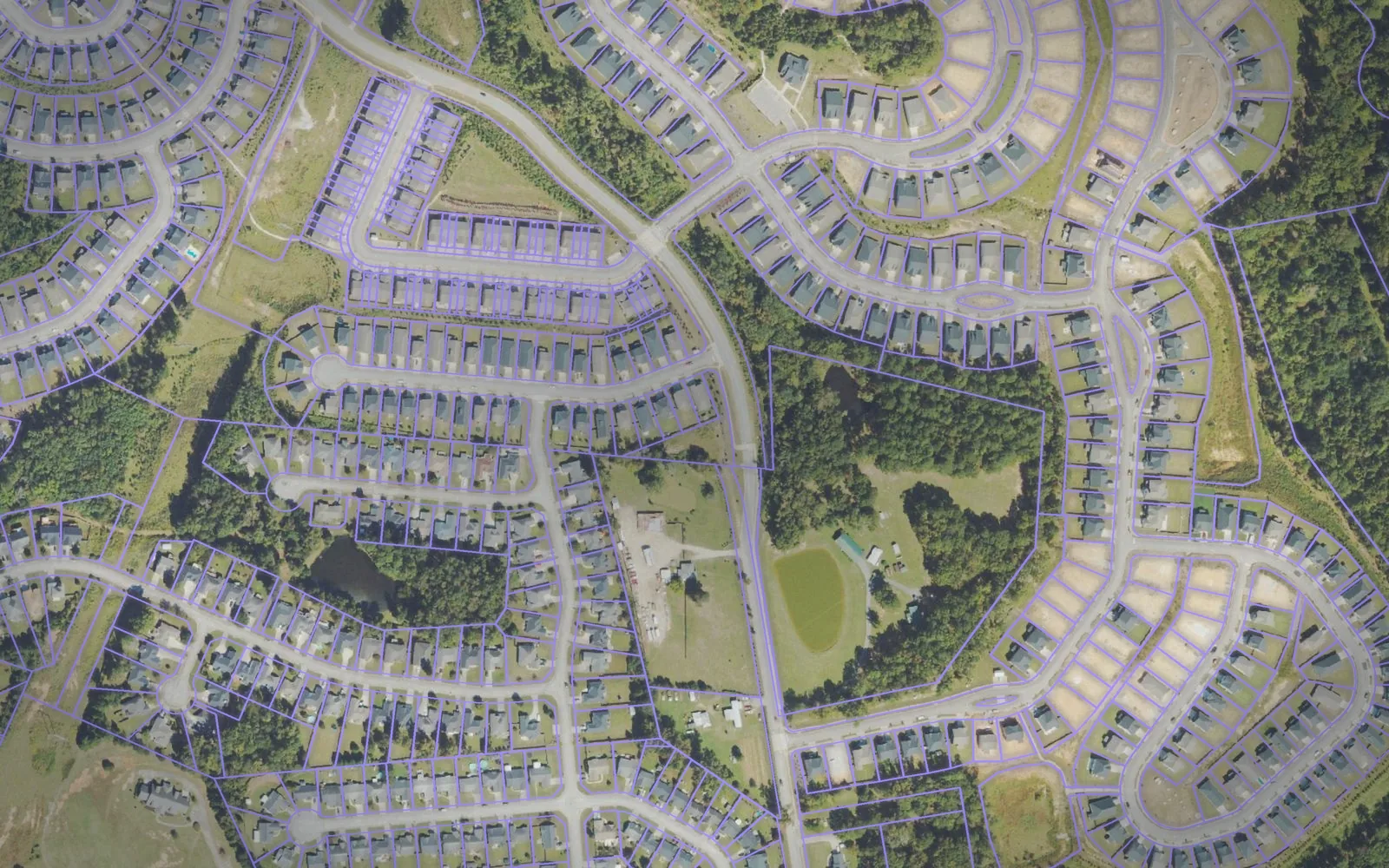 Parcel boundaries over aerial imagery of Columbia County, Georgia