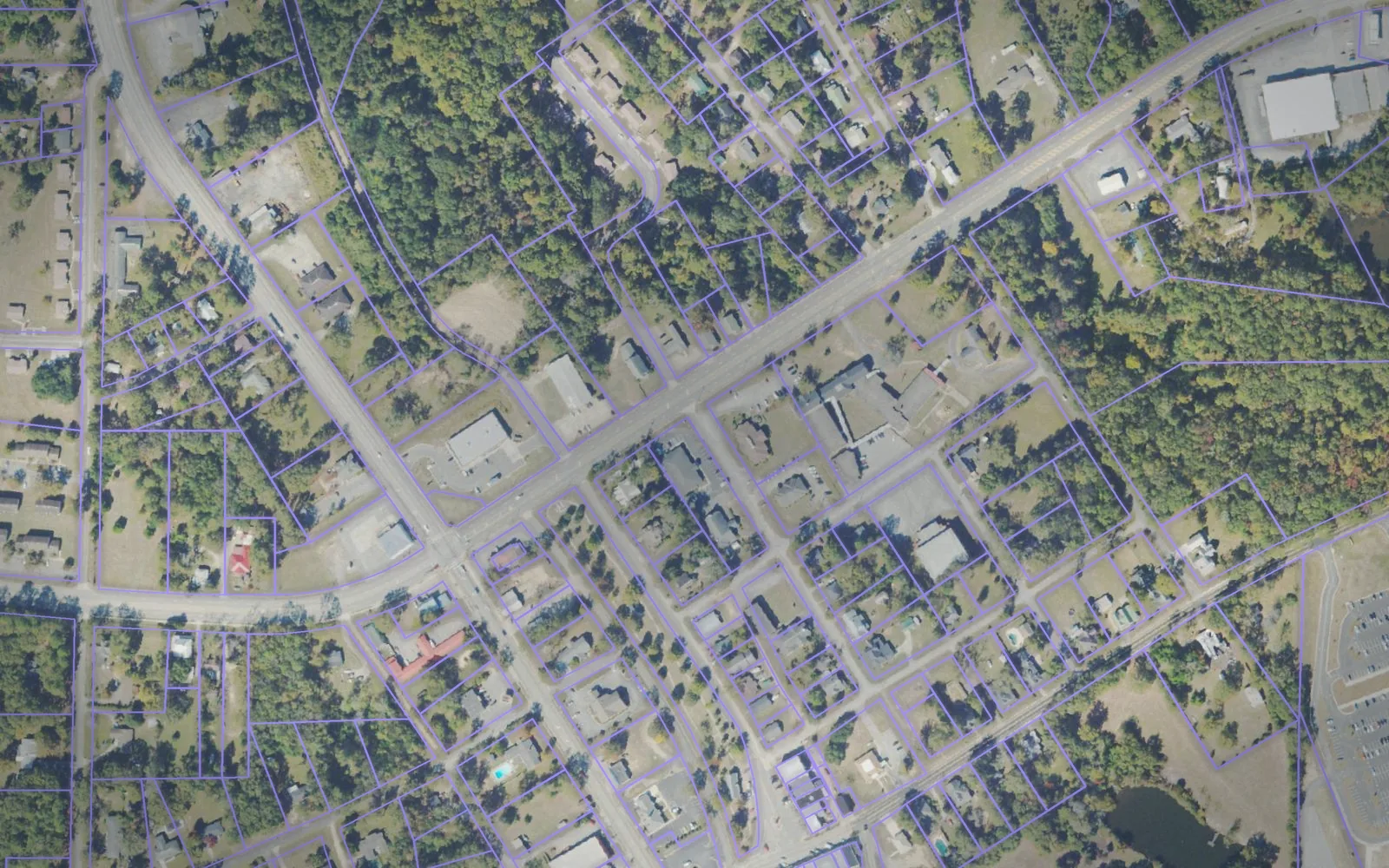 Parcel boundaries over aerial imagery of Crawford County, Georgia