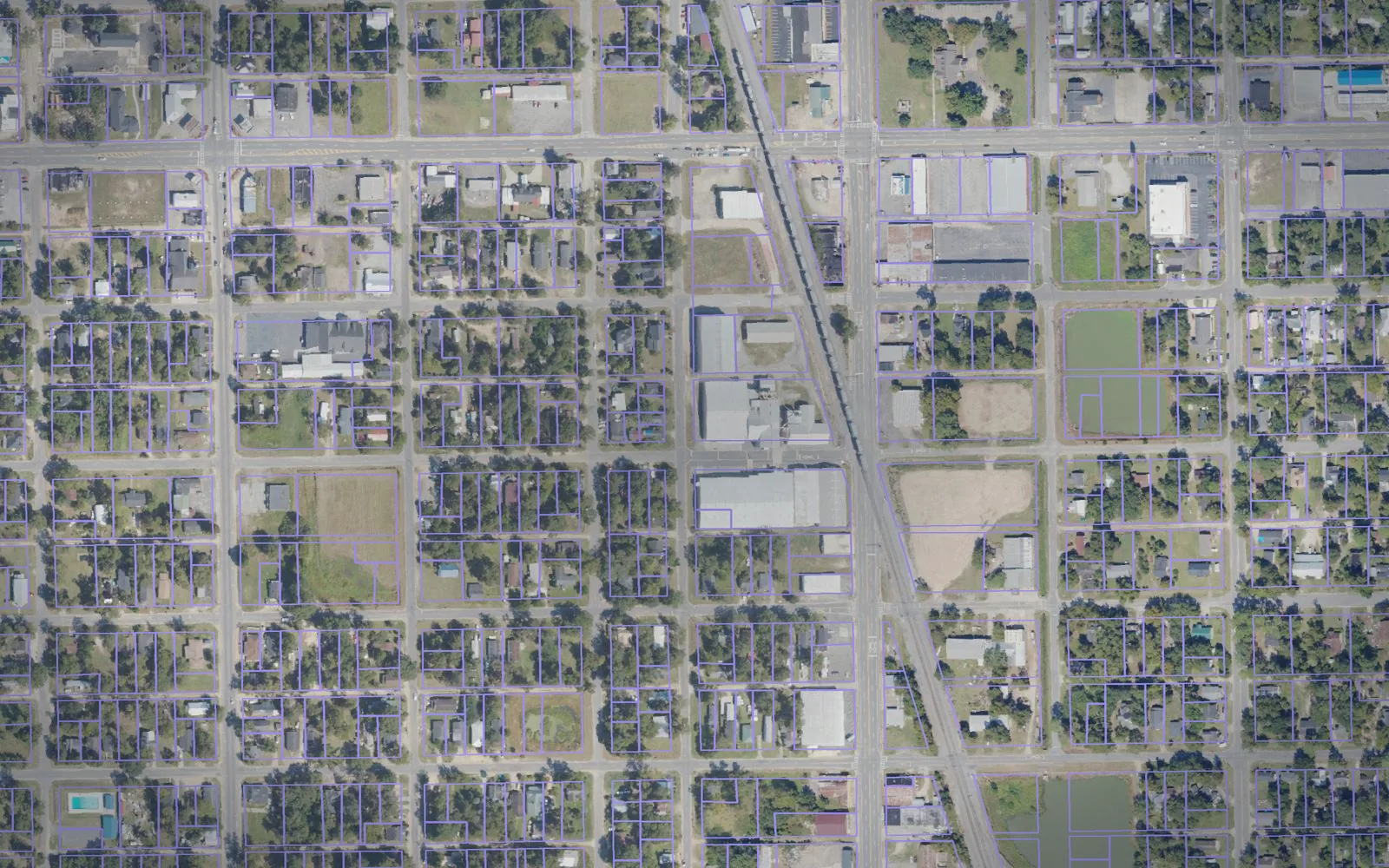Parcel boundaries over aerial imagery of Crisp County, Georgia