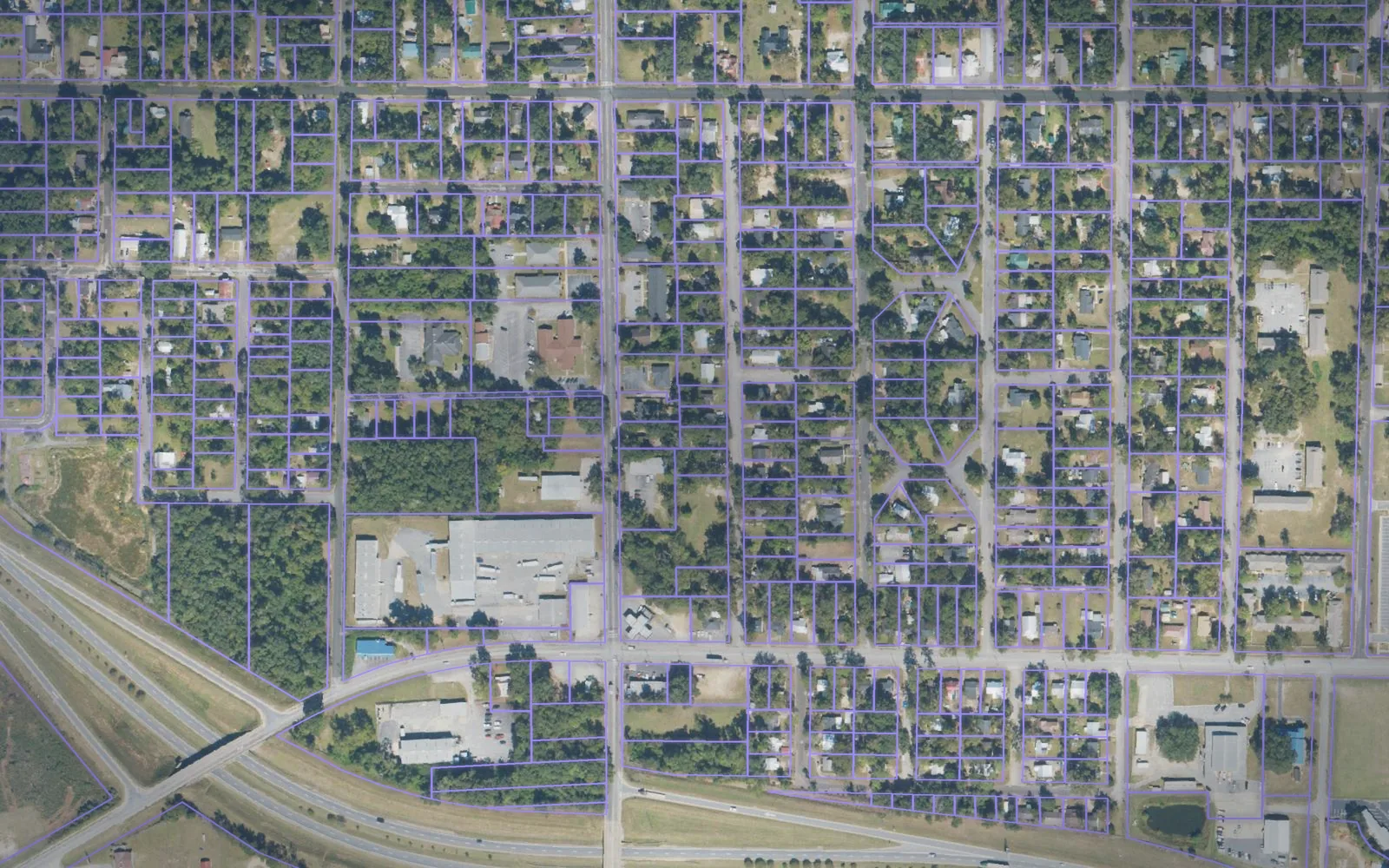 Parcel boundaries over aerial imagery of Decatur County, Georgia
