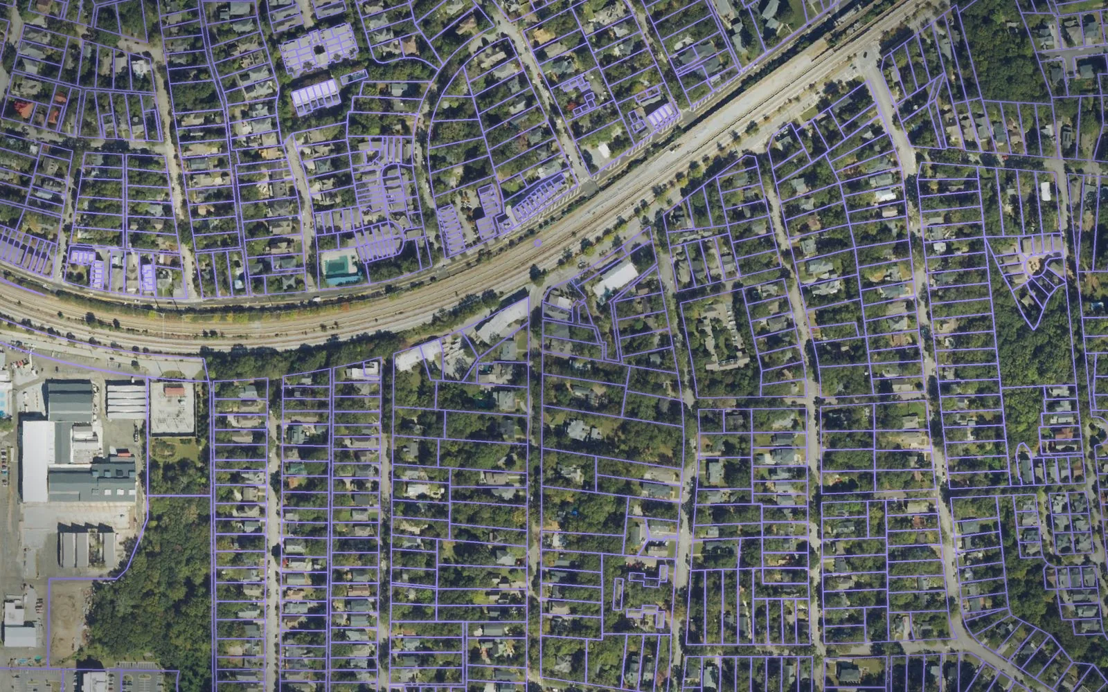 Parcel boundaries over aerial imagery of DeKalb County, Georgia