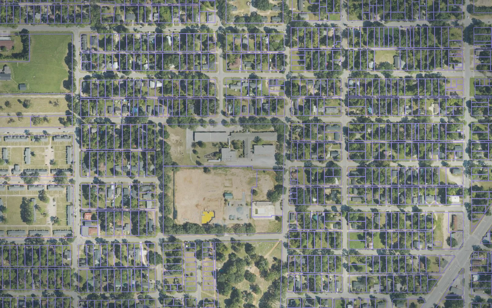 Parcel boundaries over aerial imagery of Dougherty County, Georgia