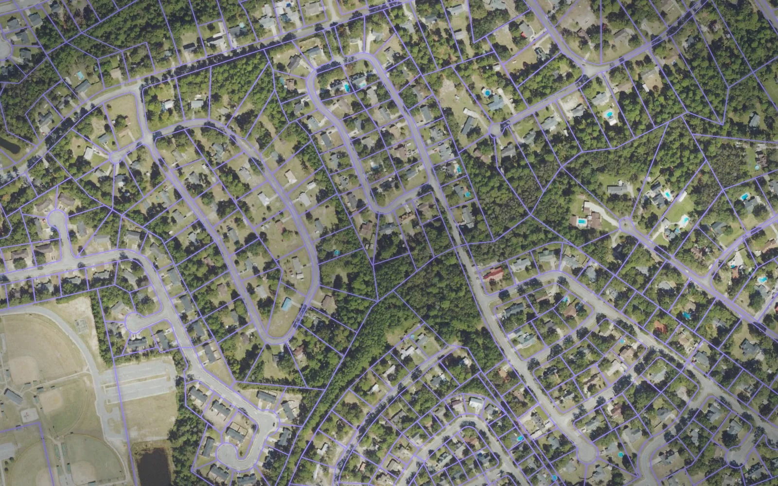 Parcel boundaries over aerial imagery of Effingham County, Georgia