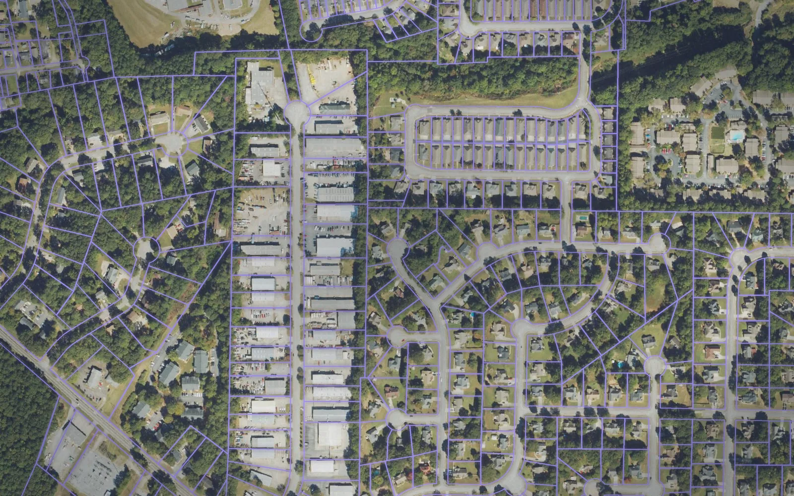 Parcel boundaries over aerial imagery of Fayette County, Georgia