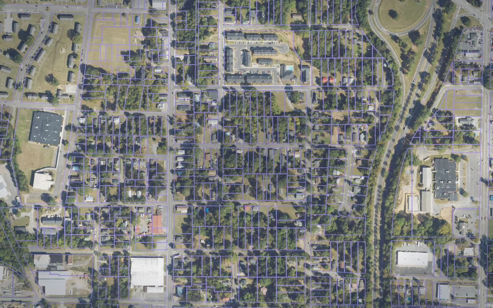 Parcel boundaries over aerial imagery of Floyd County, Georgia