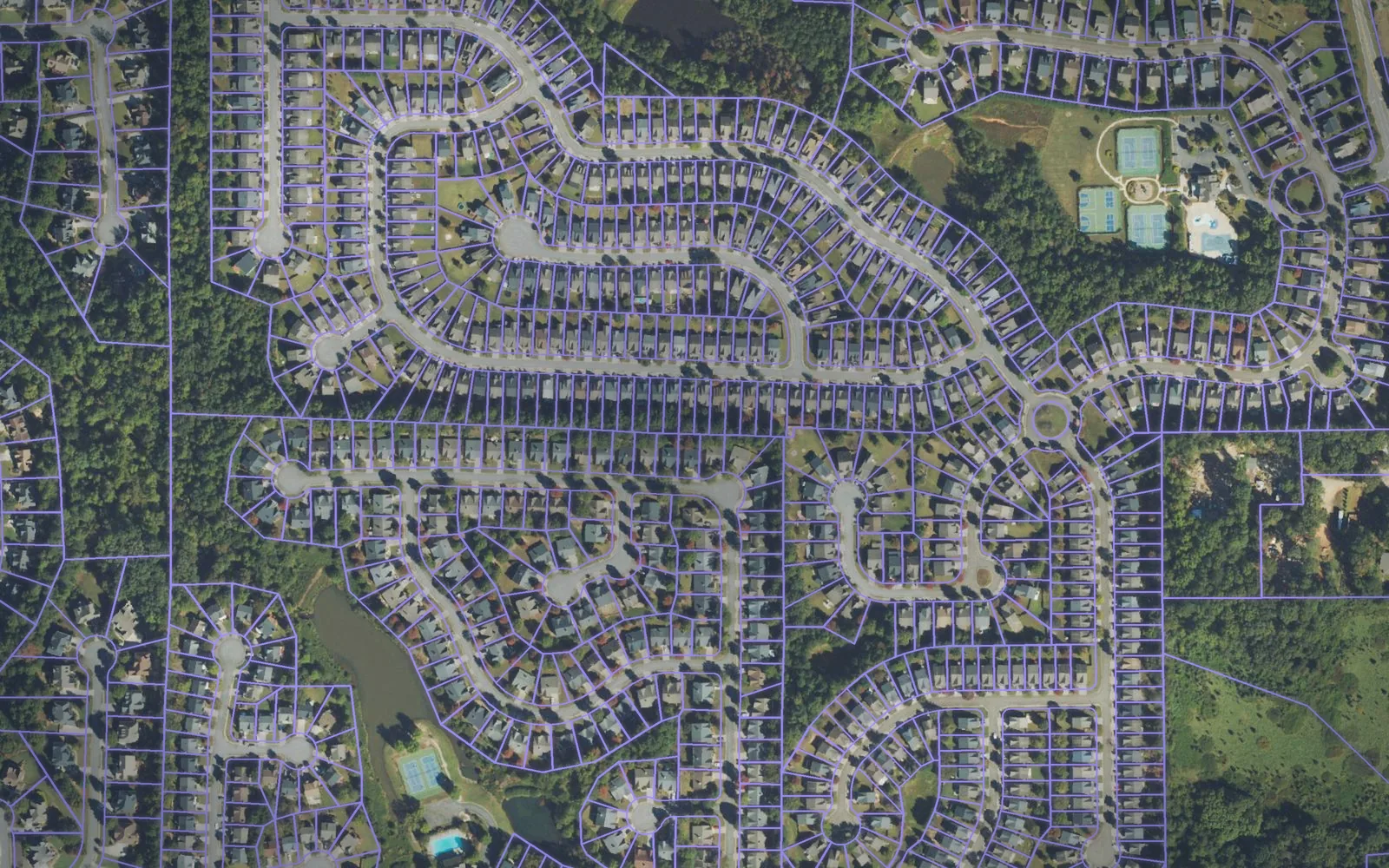 Parcel boundaries over aerial imagery of Forsyth County, Georgia