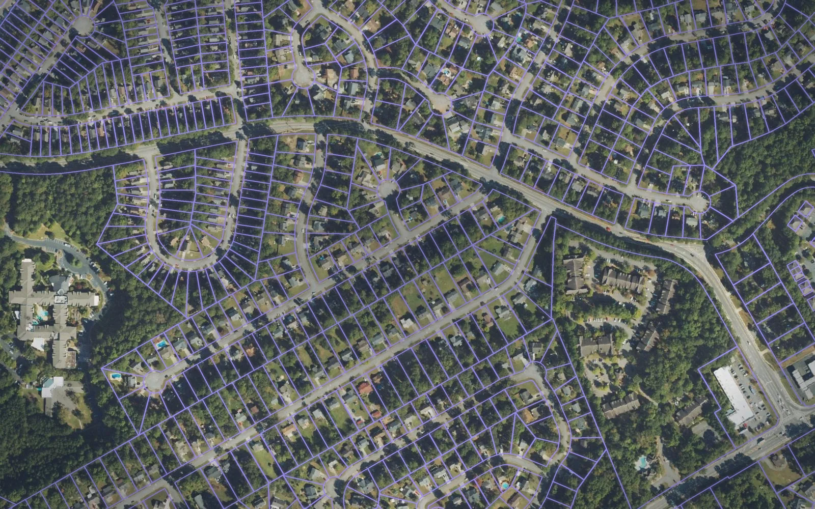 Parcel boundaries over aerial imagery of Gwinnett County, Georgia