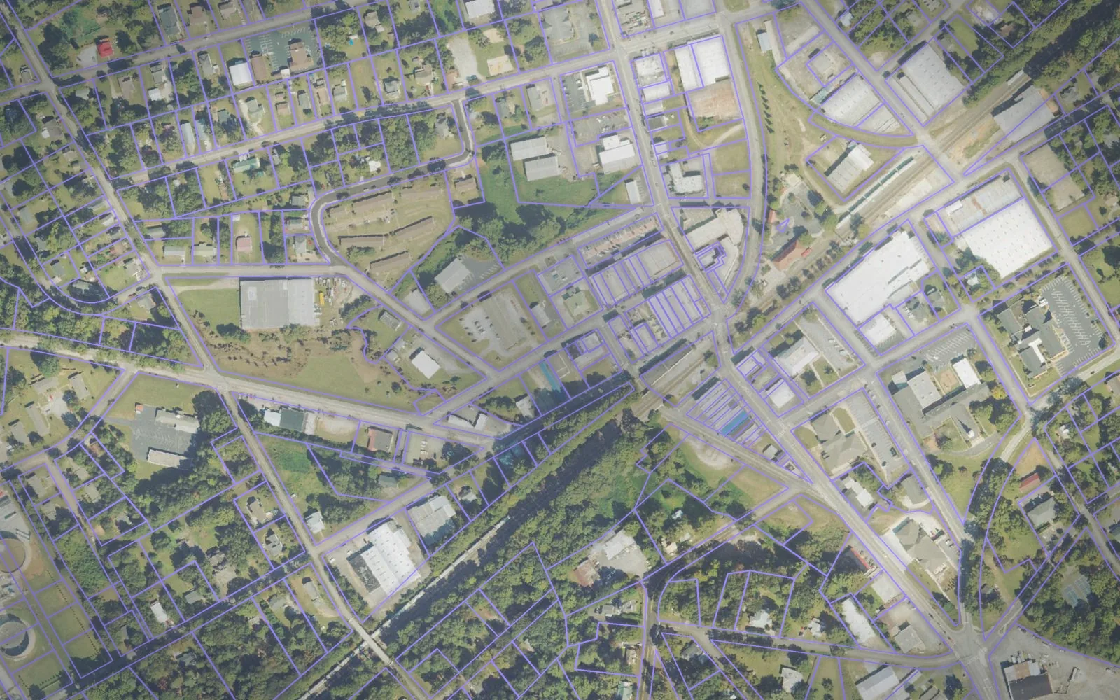 Parcel boundaries over aerial imagery of Habersham County, Georgia