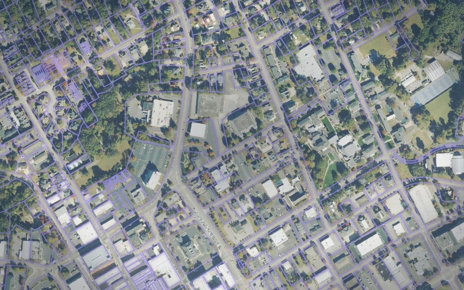 Parcel boundaries over aerial imagery of Hall County, Georgia