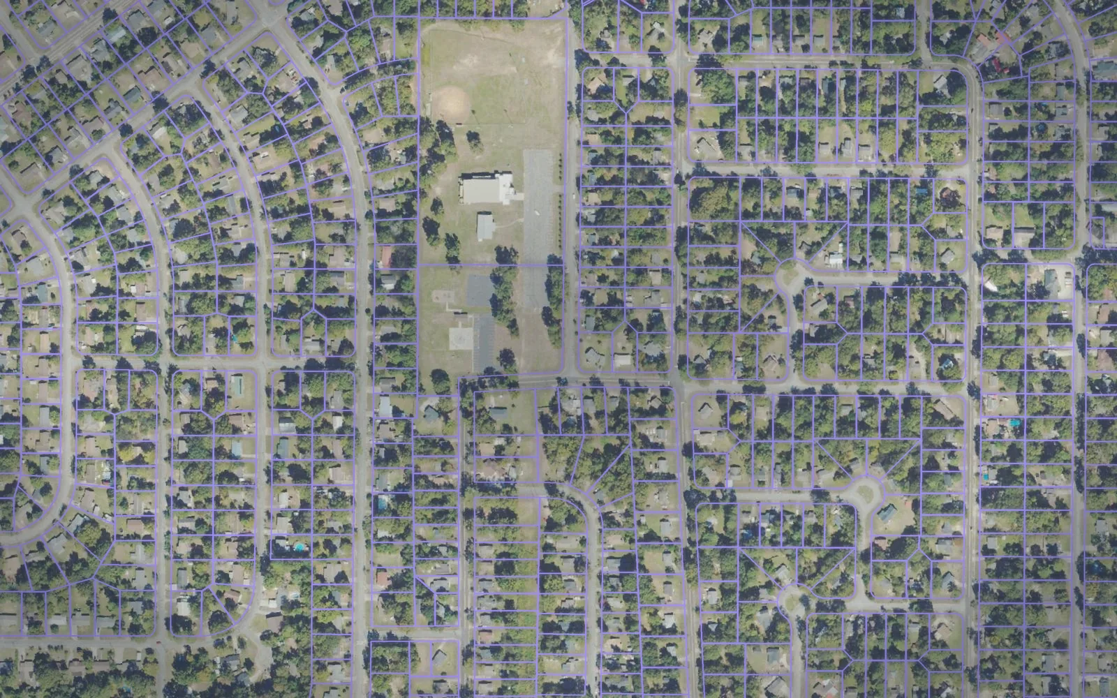 Parcel boundaries over aerial imagery of Houston County, Georgia