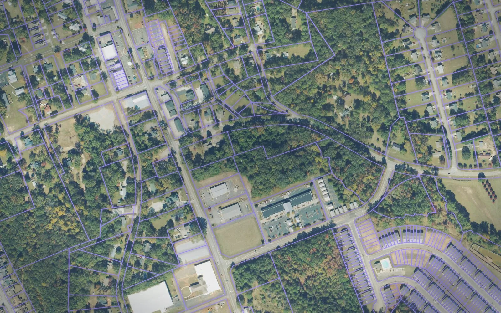 Parcel boundaries over aerial imagery of Jackson County, Georgia