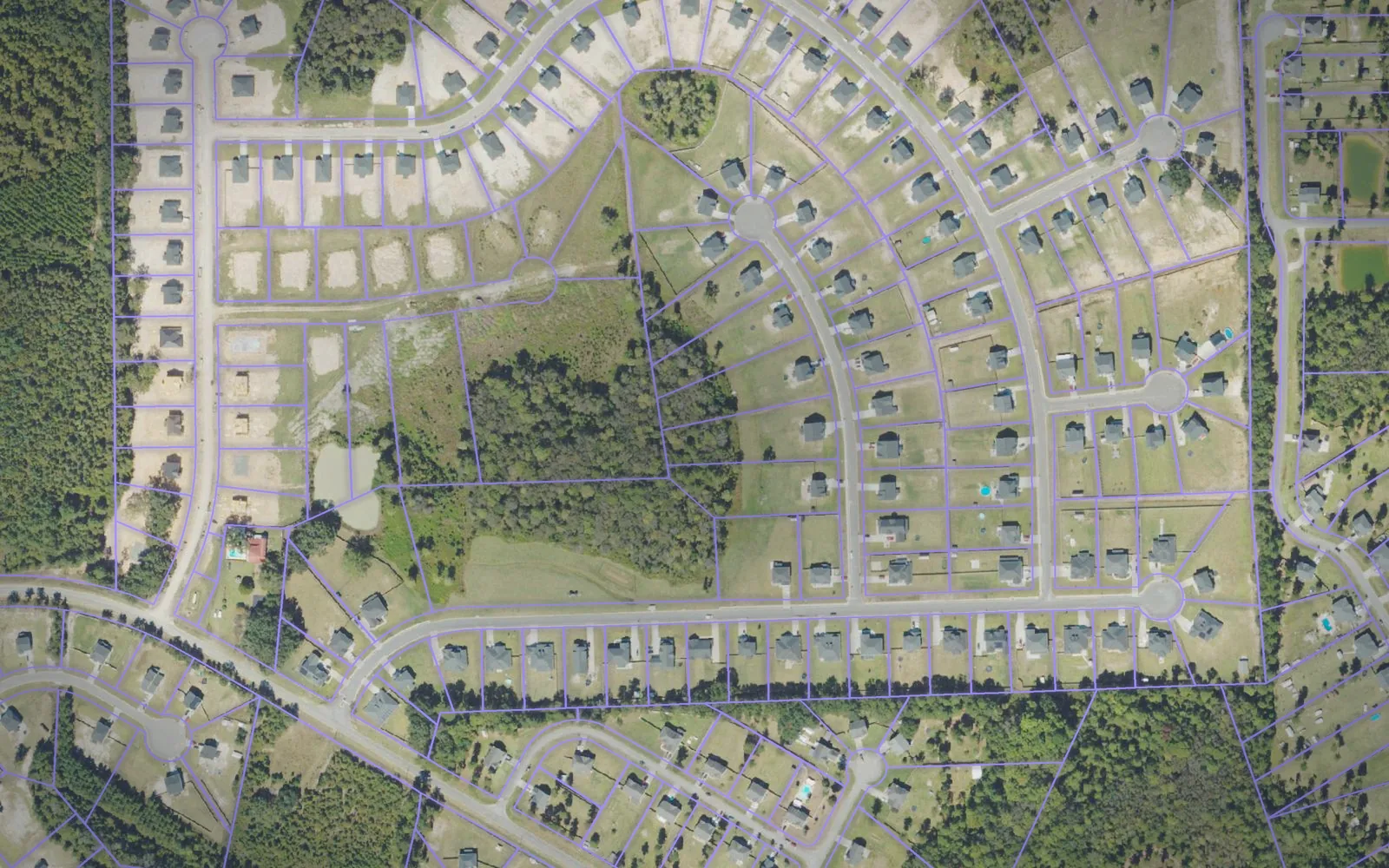 Parcel boundaries over aerial imagery of Long County, Georgia