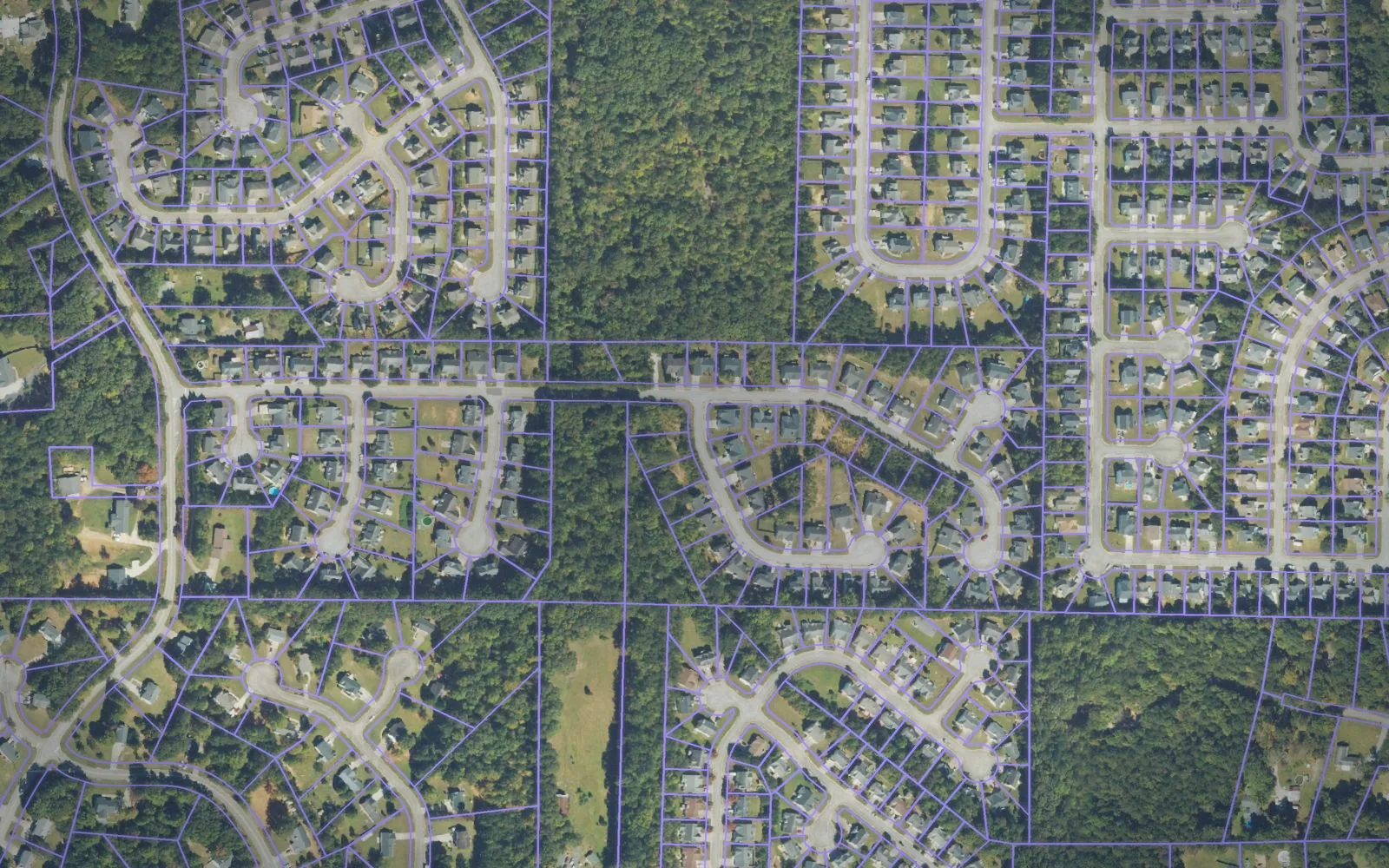 Parcel boundaries over aerial imagery of Paulding County, Georgia
