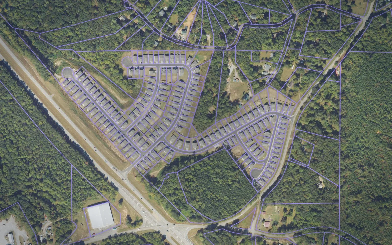Parcel boundaries over aerial imagery of Pickens County, Georgia