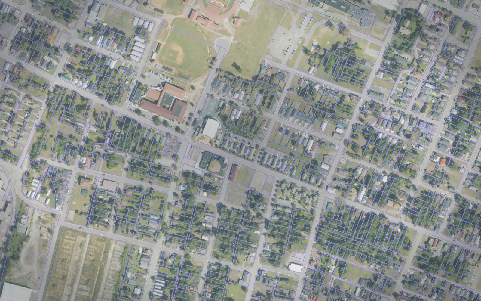Parcel boundaries over aerial imagery of Richmond County, Georgia