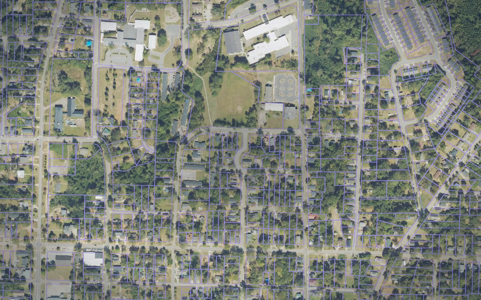 Parcel boundaries over aerial imagery of Spalding County, Georgia