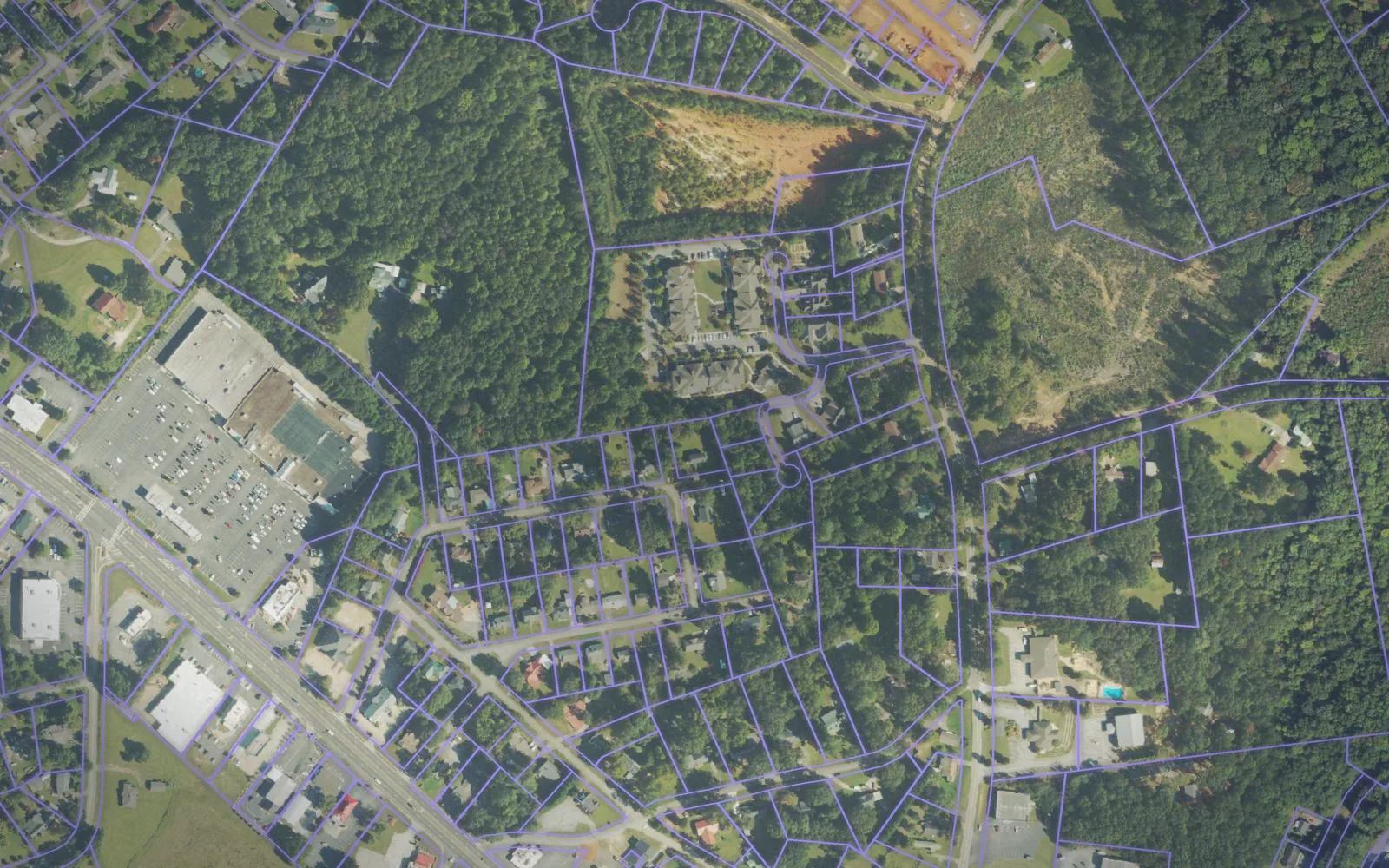 Parcel boundaries over aerial imagery of Stephens County, Georgia