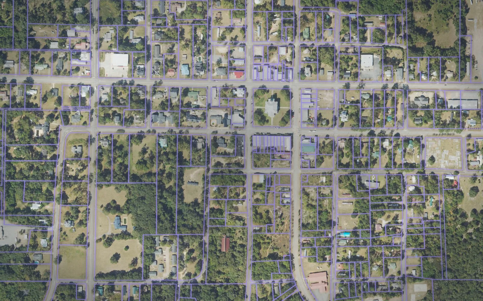 Parcel boundaries over aerial imagery of Stewart County, Georgia